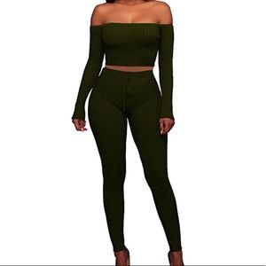 two piece crop top legging outfit